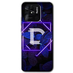 Xiaomi Redmi 10C Dark Neon Yaprak D Harfi Baskılı Uyumlu Silikon Kılıf