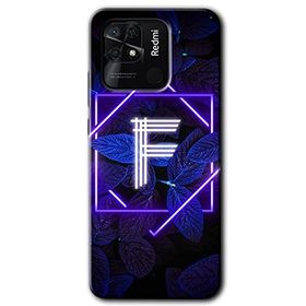 Xiaomi Redmi 10C Dark Neon Yaprak F Harfi Baskılı Uyumlu Silikon Kılıf