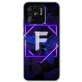 Xiaomi Redmi 10C Dark Neon Yaprak F Harfi Baskılı Uyumlu Silikon Kılıf