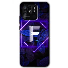 Xiaomi Redmi 10C Dark Neon Yaprak F Harfi Baskılı Uyumlu Silikon Kılıf