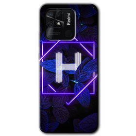 Xiaomi Redmi 10C Dark Neon Yaprak H Harfi Baskılı Uyumlu Silikon Kılıf