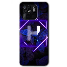 Xiaomi Redmi 10C Dark Neon Yaprak H Harfi Baskılı Uyumlu Silikon Kılıf