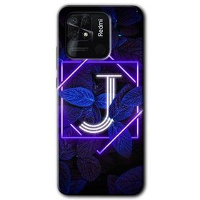 Xiaomi Redmi 10C Dark Neon Yaprak J Harfi Baskılı Uyumlu Silikon Kılıf