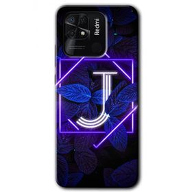 Xiaomi Redmi 10C Dark Neon Yaprak J Harfi Baskılı Uyumlu Silikon Kılıf