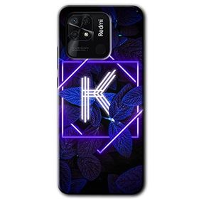 Xiaomi Redmi 10C Dark Neon Yaprak K Harfi Baskılı Uyumlu Silikon Kılıf