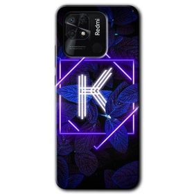 Xiaomi Redmi 10C Dark Neon Yaprak K Harfi Baskılı Uyumlu Silikon Kılıf