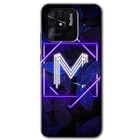 Xiaomi Redmi 10C Dark Neon Yaprak M Harfi Baskılı Uyumlu Silikon Kılıf