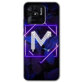 Xiaomi Redmi 10C Dark Neon Yaprak M Harfi Baskılı Uyumlu Silikon Kılıf