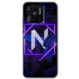 Xiaomi Redmi 10C Dark Neon Yaprak N Harfi Baskılı Uyumlu Silikon Kılıf