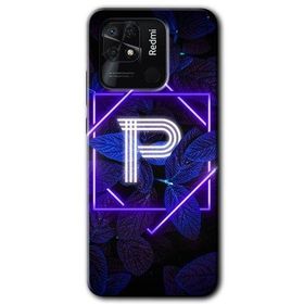 Xiaomi Redmi 10C Dark Neon Yaprak P Harfi Baskılı Uyumlu Silikon Kılıf