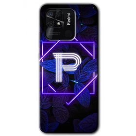 Xiaomi Redmi 10C Dark Neon Yaprak P Harfi Baskılı Uyumlu Silikon Kılıf