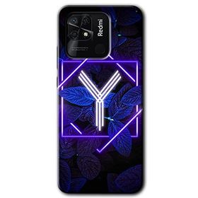 Xiaomi Redmi 10C Dark Neon Yaprak Y Harfi Baskılı Uyumlu Silikon Kılıf