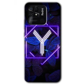 Xiaomi Redmi 10C Dark Neon Yaprak Y Harfi Baskılı Uyumlu Silikon Kılıf