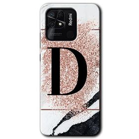 Xiaomi Redmi 10C Pembe Mermer Desenli D Harfi Baskılı Uyumlu Silikon Kılıf