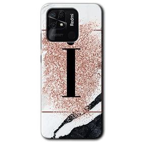 Xiaomi Redmi 10C Pembe Mermer Desenli I Harfi Baskılı Uyumlu Silikon Kılıf
