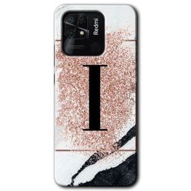 Xiaomi Redmi 10C Pembe Mermer Desenli I Harfi Baskılı Uyumlu Silikon Kılıf