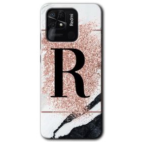 Xiaomi Redmi 10C Pembe Mermer Desenli K Harfi Baskılı Uyumlu Silikon Kılıf