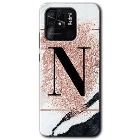 Xiaomi Redmi 10C Pembe Mermer Desenli N Harfi Baskılı Uyumlu Silikon Kılıf