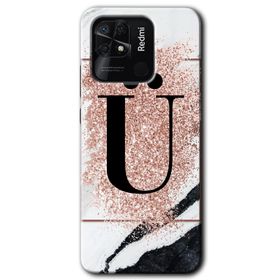 Xiaomi Redmi 10C Pembe Mermer Desenli Ü Harfi Baskılı Uyumlu Silikon Kılıf
