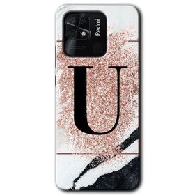 Xiaomi Redmi 10C Pembe Mermer Desenli Ü Harfi Baskılı Uyumlu Silikon Kılıf