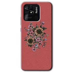 Xiaomi Redmi 10C Retro Çiçek Baskılı Uyumlu Silikon Kılıf