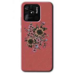 Xiaomi Redmi 10C Retro Çiçek Baskılı Uyumlu Silikon Kılıf