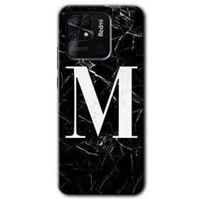 Xiaomi Redmi 10C Siyah Mermer Desenli M Harfi Baskılı Uyumlu Silikon Kılıf