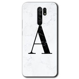 Xiaomi Redmi 9 Beyaz Mermer Desenli A Harfi Baskılı Uyumlu Silikon Kılıf
