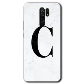 Xiaomi Redmi 9 Beyaz Mermer Desenli Ç Harfi Baskılı Uyumlu Silikon Kılıf