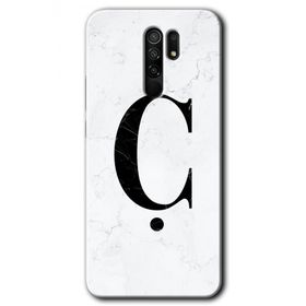 Xiaomi Redmi 9 Beyaz Mermer Desenli Ç Harfi Baskılı Uyumlu Silikon Kılıf