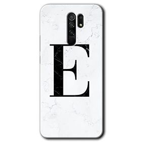 Xiaomi Redmi 9 Beyaz Mermer Desenli E Harfi Baskılı Uyumlu Silikon Kılıf