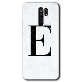 Xiaomi Redmi 9 Beyaz Mermer Desenli E Harfi Baskılı Uyumlu Silikon Kılıf