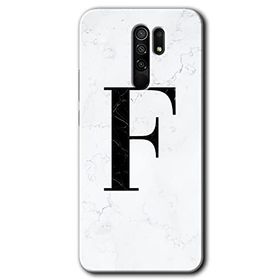 Xiaomi Redmi 9 Beyaz Mermer Desenli F Harfi Baskılı Uyumlu Silikon Kılıf