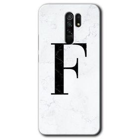 Xiaomi Redmi 9 Beyaz Mermer Desenli F Harfi Baskılı Uyumlu Silikon Kılıf