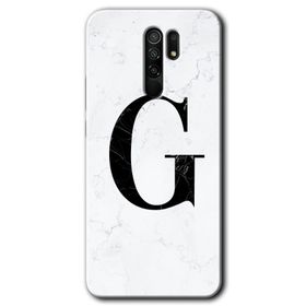 Xiaomi Redmi 9 Beyaz Mermer Desenli G Harfi Baskılı Uyumlu Silikon Kılıf