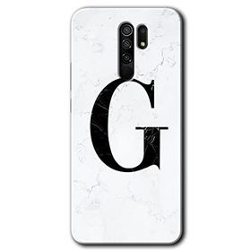 Xiaomi Redmi 9 Beyaz Mermer Desenli G Harfi Baskılı Uyumlu Silikon Kılıf
