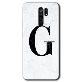 Xiaomi Redmi 9 Beyaz Mermer Desenli G Harfi Baskılı Uyumlu Silikon Kılıf