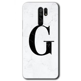Xiaomi Redmi 9 Beyaz Mermer Desenli G Harfi Baskılı Uyumlu Silikon Kılıf