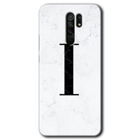 Xiaomi Redmi 9 Beyaz Mermer Desenli I Harfi Baskılı Uyumlu Silikon Kılıf