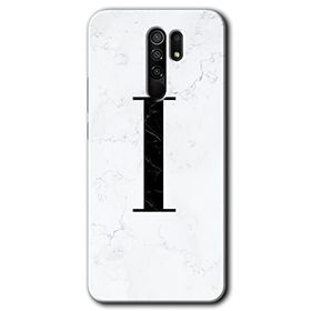 Xiaomi Redmi 9 Beyaz Mermer Desenli I Harfi Baskılı Uyumlu Silikon Kılıf