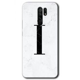 Xiaomi Redmi 9 Beyaz Mermer Desenli I Harfi Baskılı Uyumlu Silikon Kılıf