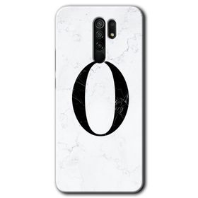 Xiaomi Redmi 9 Beyaz Mermer Desenli O Harfi Baskılı Uyumlu Silikon Kılıf