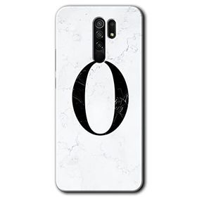 Xiaomi Redmi 9 Beyaz Mermer Desenli O Harfi Baskılı Uyumlu Silikon Kılıf