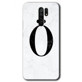 Xiaomi Redmi 9 Beyaz Mermer Desenli O Harfi Baskılı Uyumlu Silikon Kılıf