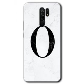 Xiaomi Redmi 9 Beyaz Mermer Desenli O Harfi Baskılı Uyumlu Silikon Kılıf