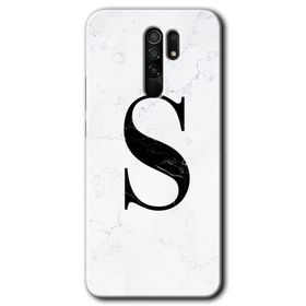 Xiaomi Redmi 9 Beyaz Mermer Desenli S Harfi Baskılı Uyumlu Silikon Kılıf