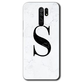 Xiaomi Redmi 9 Beyaz Mermer Desenli S Harfi Baskılı Uyumlu Silikon Kılıf