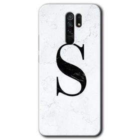 Xiaomi Redmi 9 Beyaz Mermer Desenli S Harfi Baskılı Uyumlu Silikon Kılıf