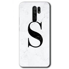 Xiaomi Redmi 9 Beyaz Mermer Desenli S Harfi Baskılı Uyumlu Silikon Kılıf