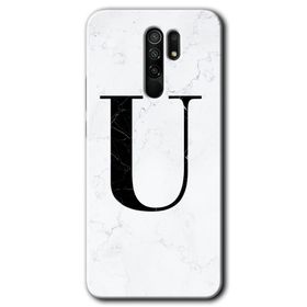 Xiaomi Redmi 9 Beyaz Mermer Desenli Ü Harfi Baskılı Uyumlu Silikon Kılıf